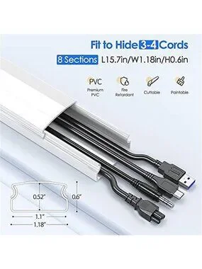 Other | White Cable Raceway Wall Cord Hider Wire Cover Tv Mount Home ...